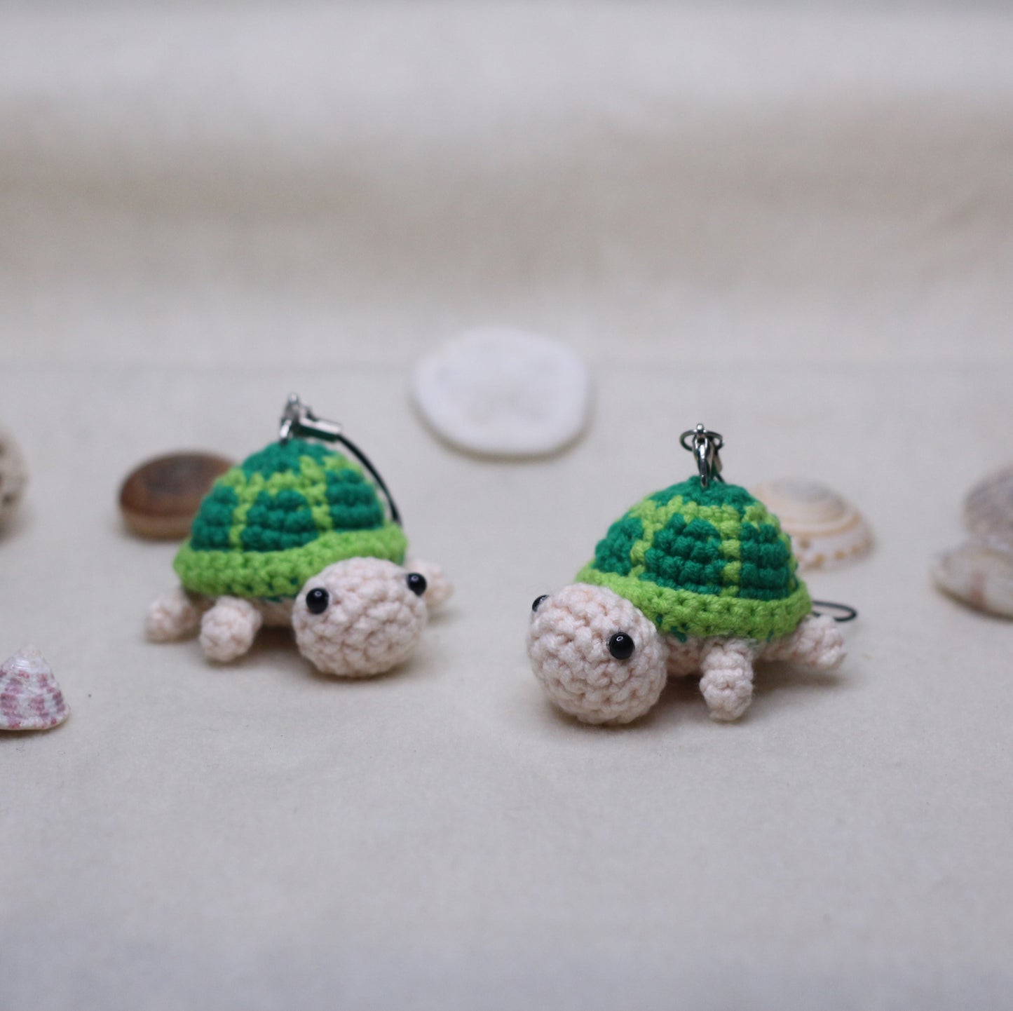 Crochet Green Turtle Keychain Charm