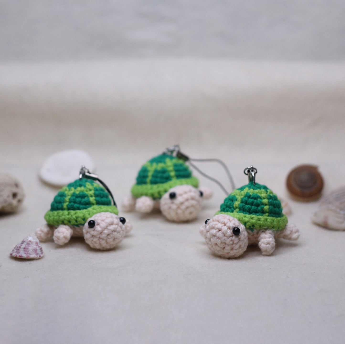 Crochet Green Turtle Keychain Charm