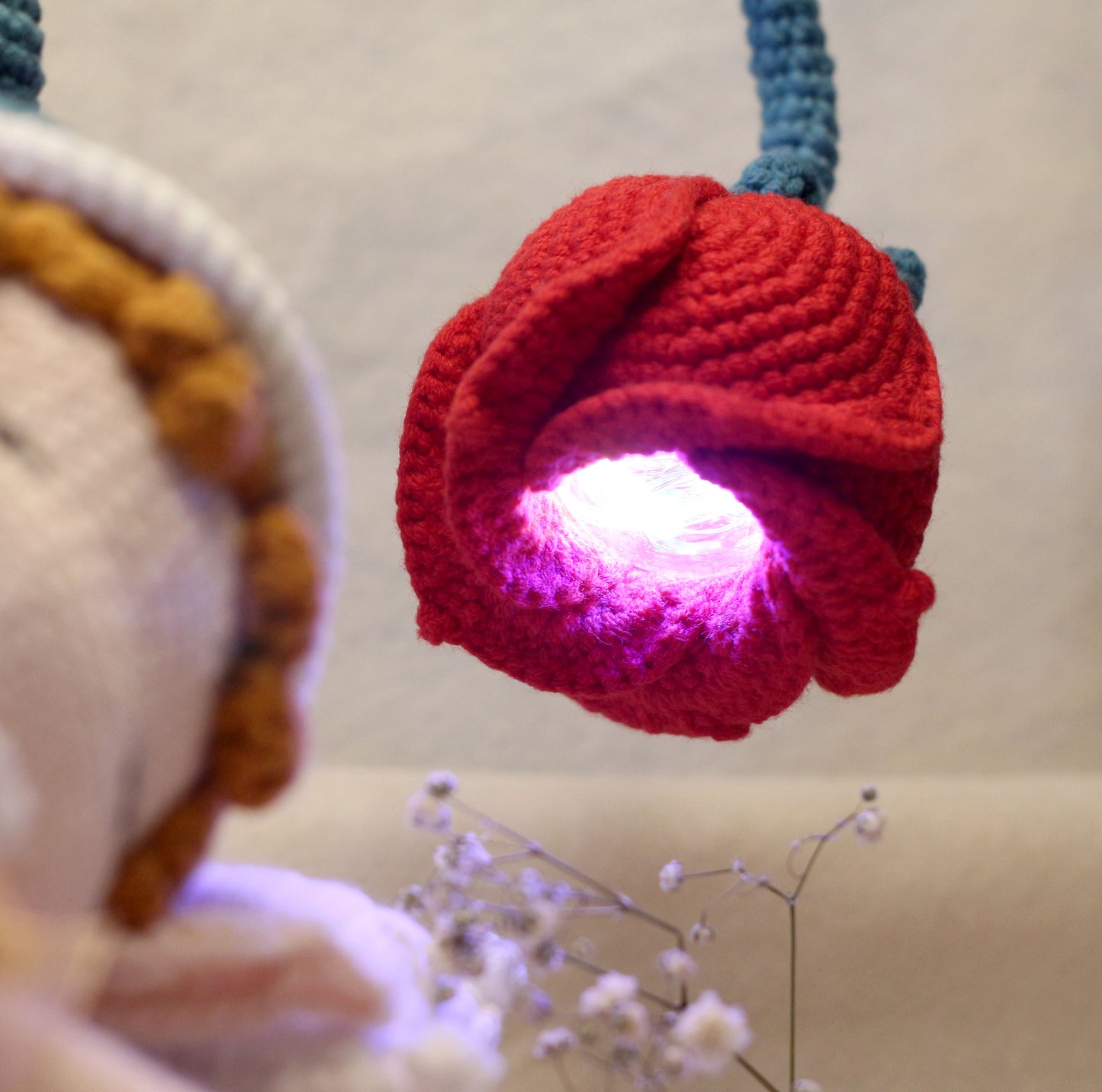 Crochet Sleeping Fairy Elf Nightlight Tulip Light Battery Operated